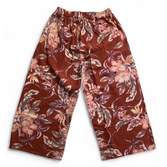 Billabong Wide Cotton Floral Pants Size 10 - Picture 2 of 8